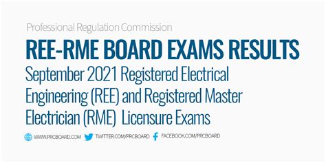 REE, RME RESULT: September 2021 Electrical Engineer board .